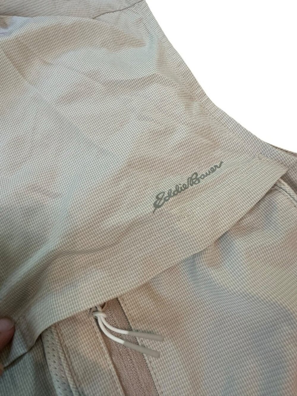 Eddie Bauer Vest Womens XL Cream Travel Safari Utility Fishing Pockets Logo Fish - Picture 5 of 6